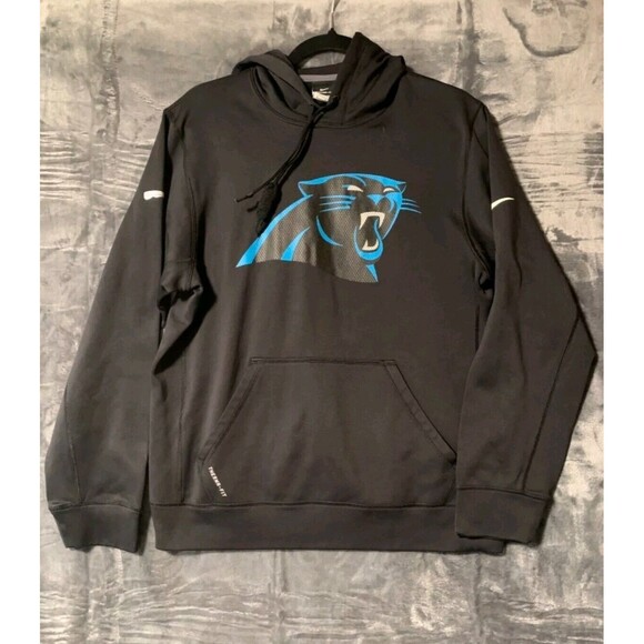 Carolina Panthers Nike Dri Fit Sweatshirt Hoodie Men Small Black Kangaroo Pocket - Picture 1 of 12